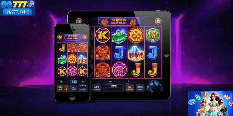 This image represents how slot machine games are optimized for smartphones and tablets, offering convenience and accessibility