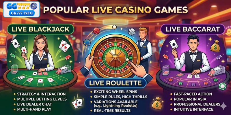 Popular Games Available in Live Casinos